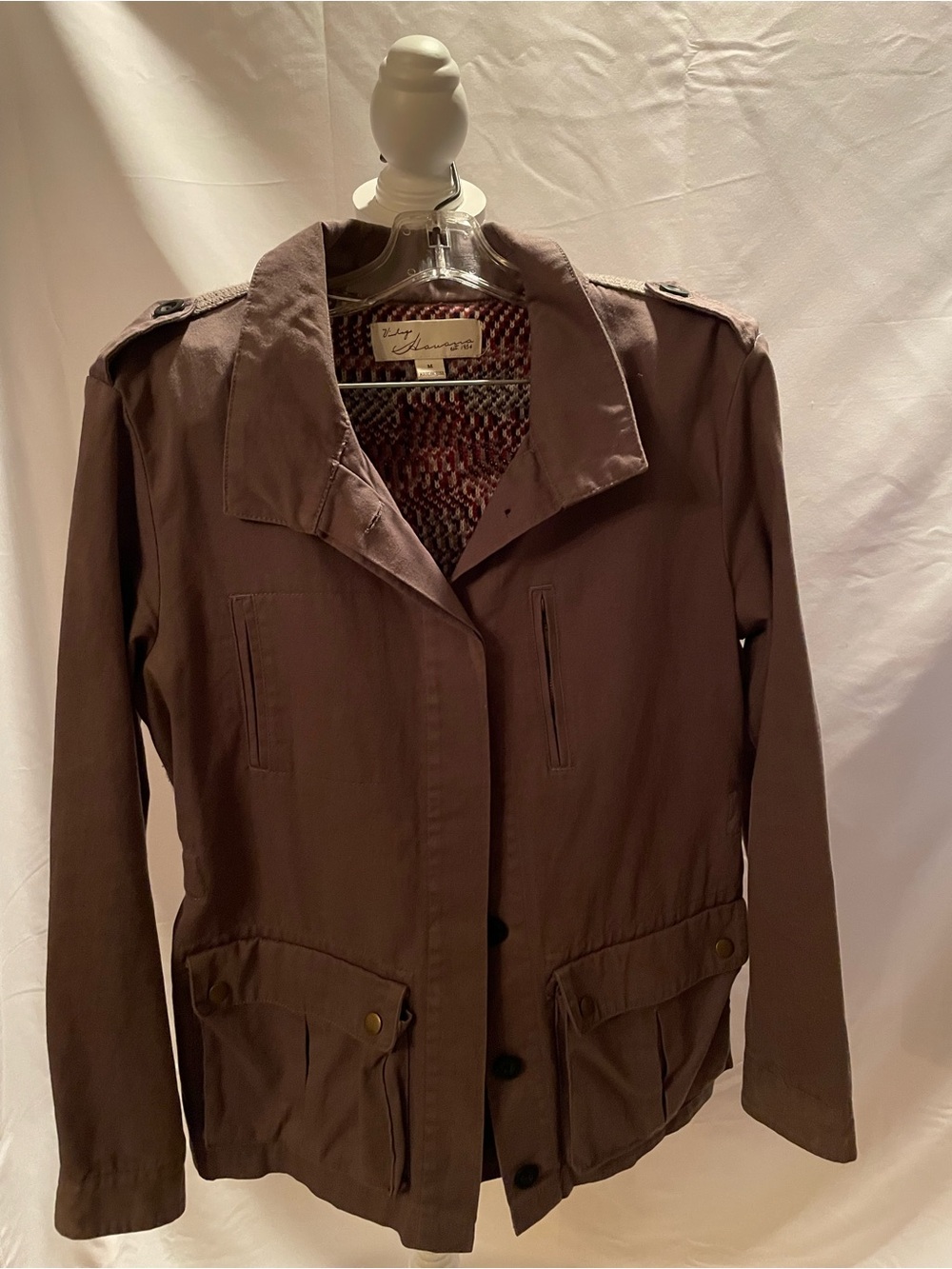 Vintage Havana Brown Utility Jacket with Epaulets